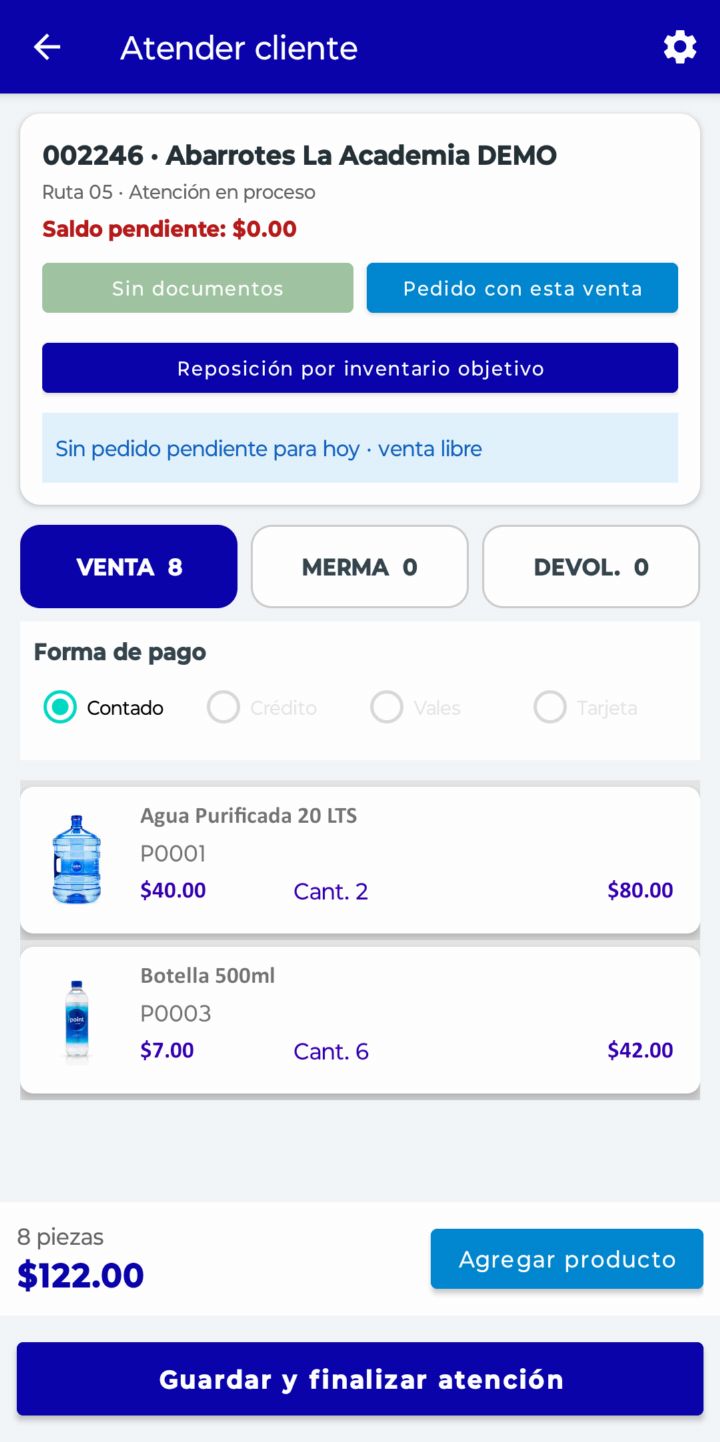 Venta registrada en la app Tenet lista para imprimir el ticket